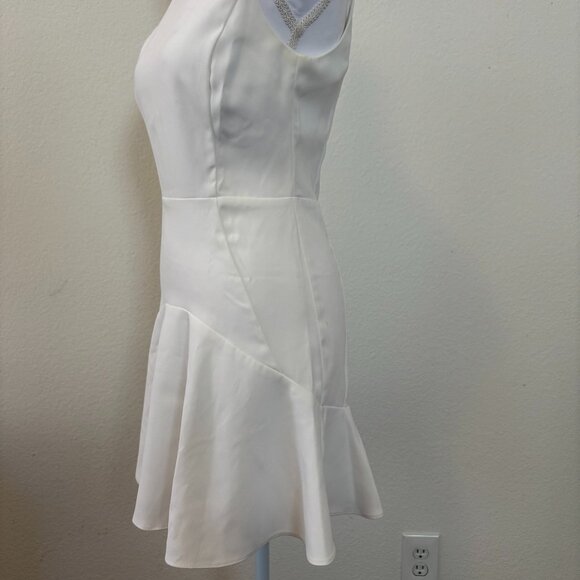 Topshop White Peplum Dress | Size 2 US |Elegant & Chic Perfect for Bridal Shower - Picture 4 of 6